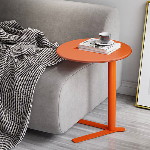 Modern Minimalist V-Shaped Iron End Table with Round Top for Living Room