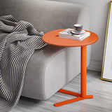 Modern Minimalist V-Shaped Iron End Table with Round Top for Living Room