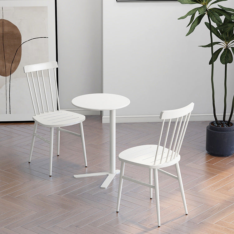 Modern Minimalist V-Shaped Iron End Table with Round Top for Living Room