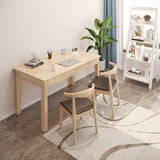Sleek Modern Minimalist Solid Wood Rectangular Desk with Half-Drawer for Home Office