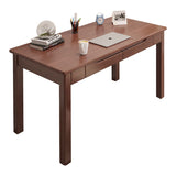 Sleek Modern Minimalist Solid Wood Rectangular Desk with Half-Drawer for Home Office