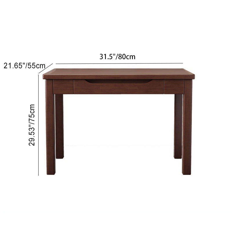Sleek Modern Minimalist Solid Wood Rectangular Desk with Half-Drawer for Home Office