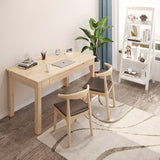 Sleek Modern Minimalist Solid Wood Rectangular Desk with Half-Drawer for Home Office