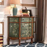 Elegant Traditional European Hand-Painted Solid Wood Mediterranean Half-Moon Console Table with 3-Drawer Hallway Storage Cabinet