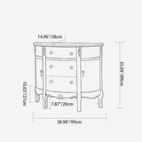 Elegant Traditional European Hand-Painted Solid Wood Mediterranean Half-Moon Console Table with 3-Drawer Hallway Storage Cabinet