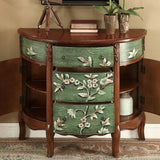 Elegant Traditional European Hand-Painted Solid Wood Mediterranean Half-Moon Console Table with 3-Drawer Hallway Storage Cabinet
