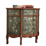 Elegant Traditional European Hand-Painted Solid Wood Mediterranean Half-Moon Console Table with 3-Drawer Hallway Storage Cabinet
