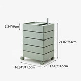 Contemporary Nordic Square ABS End Table with Rotating Drawer, 5-Tier Storage on Casters – Ideal Bedroom Accent