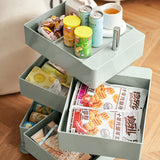 Contemporary Nordic Square ABS End Table with Rotating Drawer, 5-Tier Storage on Casters – Ideal Bedroom Accent