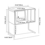 Traditional Japanese Rectangular End Table in Solid Wood and Stainless Steel with Storage Cabinet for Living Room