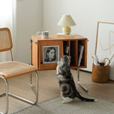 Traditional Japanese Rectangular End Table in Solid Wood and Stainless Steel with Storage Cabinet for Living Room