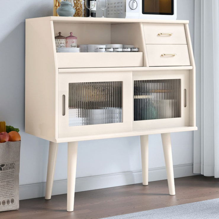 Traditional Japanese Rectangular Solid Wood Sideboard with 2 Drawers for Dining Room Storage