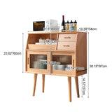 Traditional Japanese Rectangular Solid Wood Sideboard with 2 Drawers for Dining Room Storage