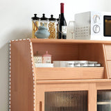 Traditional Japanese Rectangular Solid Wood Sideboard with 2 Drawers for Dining Room Storage