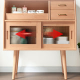 Traditional Japanese Rectangular Solid Wood Sideboard with 2 Drawers for Dining Room Storage