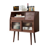Traditional Japanese Rectangular Solid Wood Sideboard with 2 Drawers for Dining Room Storage