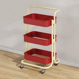 Nordic Contemporary Rectangular Carbon Steel End Table with 3-Tier Rolling Storage Cart for Living Room