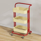 Nordic Contemporary Rectangular Carbon Steel End Table with 3-Tier Rolling Storage Cart for Living Room