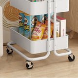 Nordic Contemporary Rectangular Carbon Steel End Table with 3-Tier Rolling Storage Cart for Living Room
