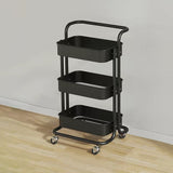 Nordic Contemporary Rectangular Carbon Steel End Table with 3-Tier Rolling Storage Cart for Living Room