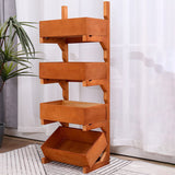 Traditional Farmhouse Wooden Floor-Standing 3-4 Tier Storage Shelves with Wheels – Snack Display Rack for Living Room