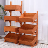 Traditional Farmhouse Wooden Floor-Standing 3-4 Tier Storage Shelves with Wheels – Snack Display Rack for Living Room