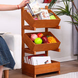 Traditional Farmhouse Wooden Floor-Standing 3-4 Tier Storage Shelves with Wheels – Snack Display Rack for Living Room