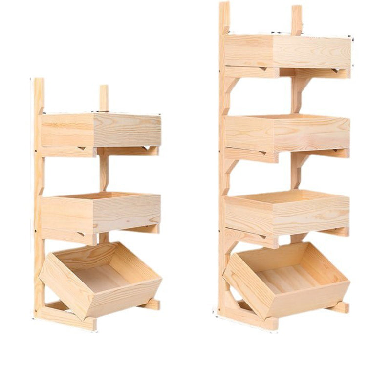 Traditional Farmhouse Wooden Floor-Standing 3-4 Tier Storage Shelves with Wheels – Snack Display Rack for Living Room
