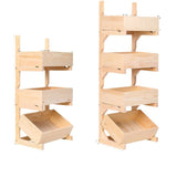 Traditional Farmhouse Wooden Floor-Standing 3-4 Tier Storage Shelves with Wheels – Snack Display Rack for Living Room