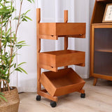 Traditional Farmhouse Wooden Floor-Standing 3-4 Tier Storage Shelves with Wheels – Snack Display Rack for Living Room