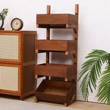 Traditional Farmhouse Wooden Floor-Standing 3-4 Tier Storage Shelves with Wheels – Snack Display Rack for Living Room