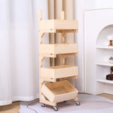 Traditional Farmhouse Wooden Floor-Standing 3-4 Tier Storage Shelves with Wheels – Snack Display Rack for Living Room