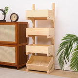 Traditional Farmhouse Wooden Floor-Standing 3-4 Tier Storage Shelves with Wheels – Snack Display Rack for Living Room