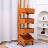 Traditional Farmhouse Wooden Floor-Standing 3-4 Tier Storage Shelves with Wheels – Snack Display Rack for Living Room