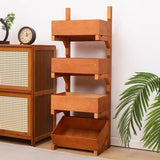 Traditional Farmhouse Wooden Floor-Standing 3-4 Tier Storage Shelves with Wheels – Snack Display Rack for Living Room