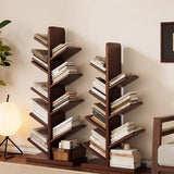 Tree-Shaped Solid Wood Bookshelves – Contemporary Retro Design, 5/8/10-Tier Floor-Standing Shelves for Home Office