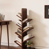 Tree-Shaped Solid Wood Bookshelves – Contemporary Retro Design, 5/8/10-Tier Floor-Standing Shelves for Home Office