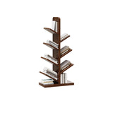 Tree-Shaped Solid Wood Bookshelves – Contemporary Retro Design, 5/8/10-Tier Floor-Standing Shelves for Home Office