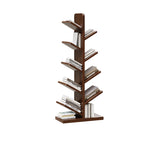 Tree-Shaped Solid Wood Bookshelves – Contemporary Retro Design, 5/8/10-Tier Floor-Standing Shelves for Home Office