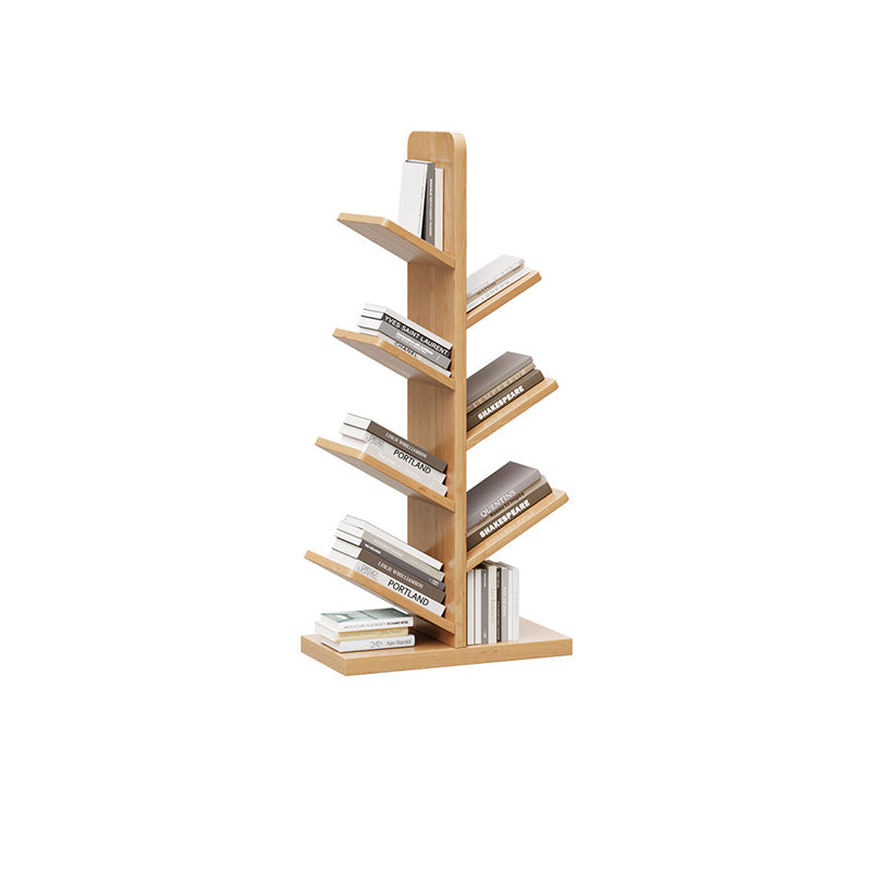 Tree-Shaped Solid Wood Bookshelves – Contemporary Retro Design, 5/8/10-Tier Floor-Standing Shelves for Home Office