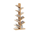 Tree-Shaped Solid Wood Bookshelves – Contemporary Retro Design, 5/8/10-Tier Floor-Standing Shelves for Home Office