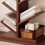 Tree-Shaped Solid Wood Bookshelves – Contemporary Retro Design, 5/8/10-Tier Floor-Standing Shelves for Home Office