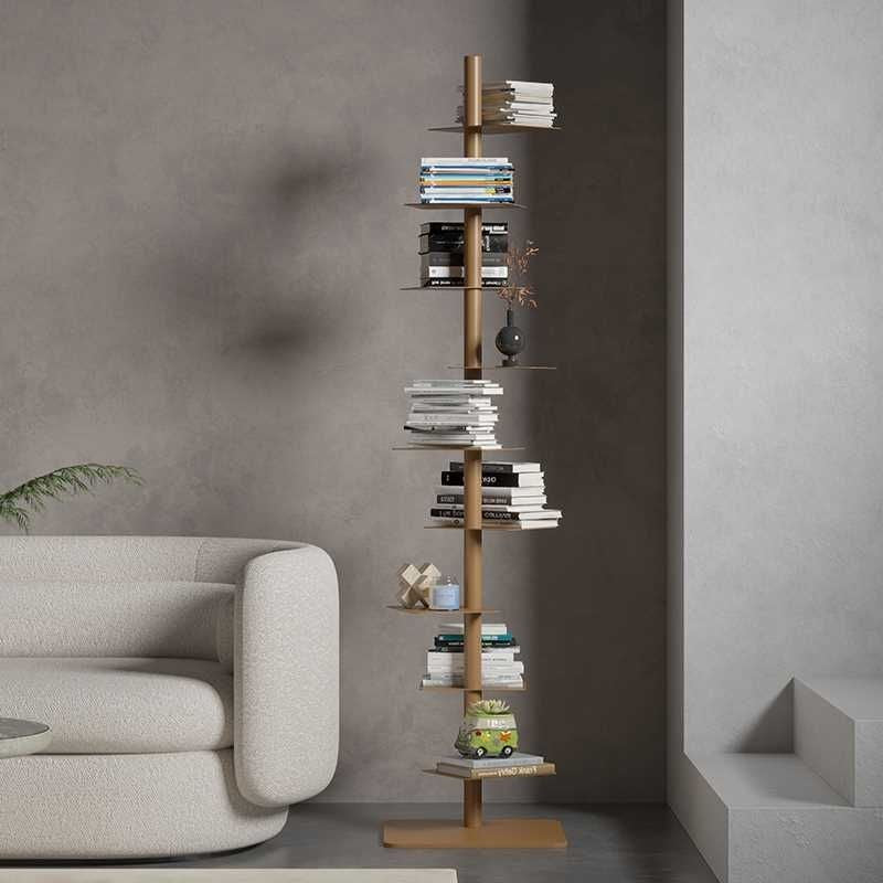 Mid-Century Modern Carbon Steel Spiral Bookshelf - 9-Tier Corner Display Rack for Home & Office