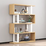 Sleek Contemporary Scandinavian Geometric Vertical Bookshelves in MDF & Steel, 3/4/5/6-Tier Open-Back Standing Shelves for Home Office