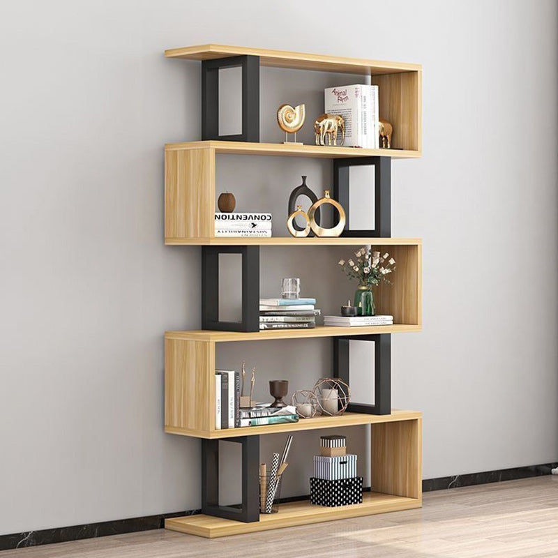 Sleek Contemporary Scandinavian Geometric Vertical Bookshelves in MDF & Steel, 3/4/5/6-Tier Open-Back Standing Shelves for Home Office
