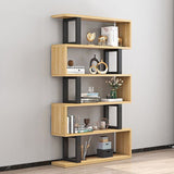 Sleek Contemporary Scandinavian Geometric Vertical Bookshelves in MDF & Steel, 3/4/5/6-Tier Open-Back Standing Shelves for Home Office