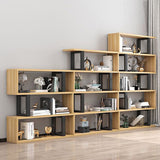 Sleek Contemporary Scandinavian Geometric Vertical Bookshelves in MDF & Steel, 3/4/5/6-Tier Open-Back Standing Shelves for Home Office