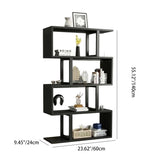Sleek Contemporary Scandinavian Geometric Vertical Bookshelves in MDF & Steel, 3/4/5/6-Tier Open-Back Standing Shelves for Home Office