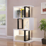 Sleek Contemporary Scandinavian Geometric Vertical Bookshelves in MDF & Steel, 3/4/5/6-Tier Open-Back Standing Shelves for Home Office