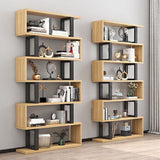Sleek Contemporary Scandinavian Geometric Vertical Bookshelves in MDF & Steel, 3/4/5/6-Tier Open-Back Standing Shelves for Home Office